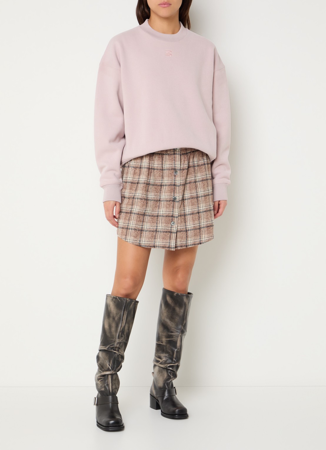 Bellerose Temi sweater met ronde hals - voorkant 2 lichtroze
