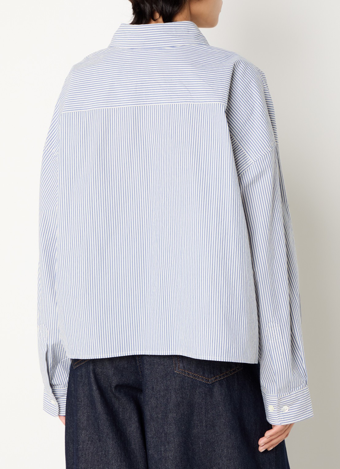 Bellerose Tonny oversized blouse met streepprint - achterkant 4 antraciet