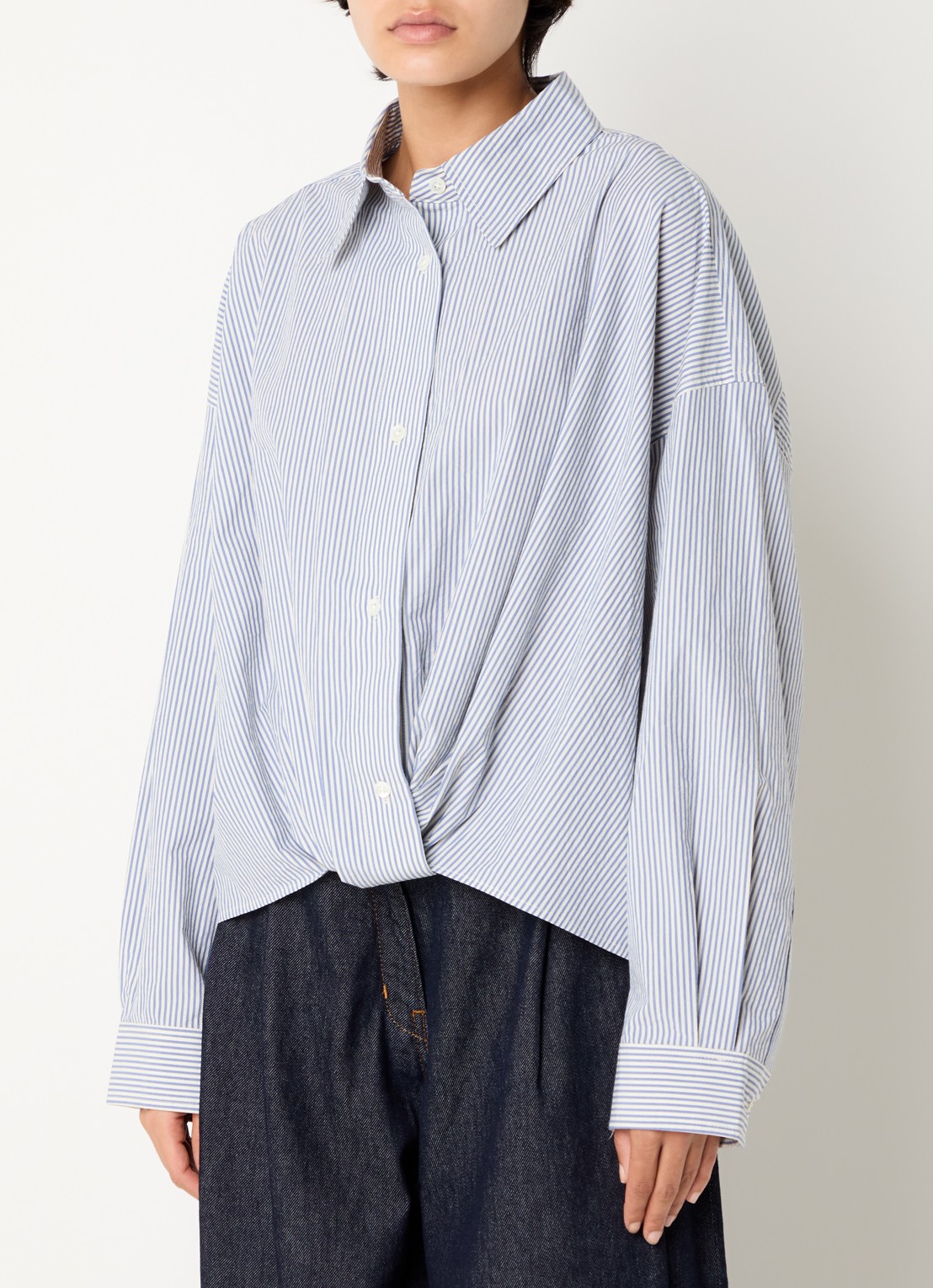 Bellerose Tonny oversized blouse met streepprint - detail 3 antraciet