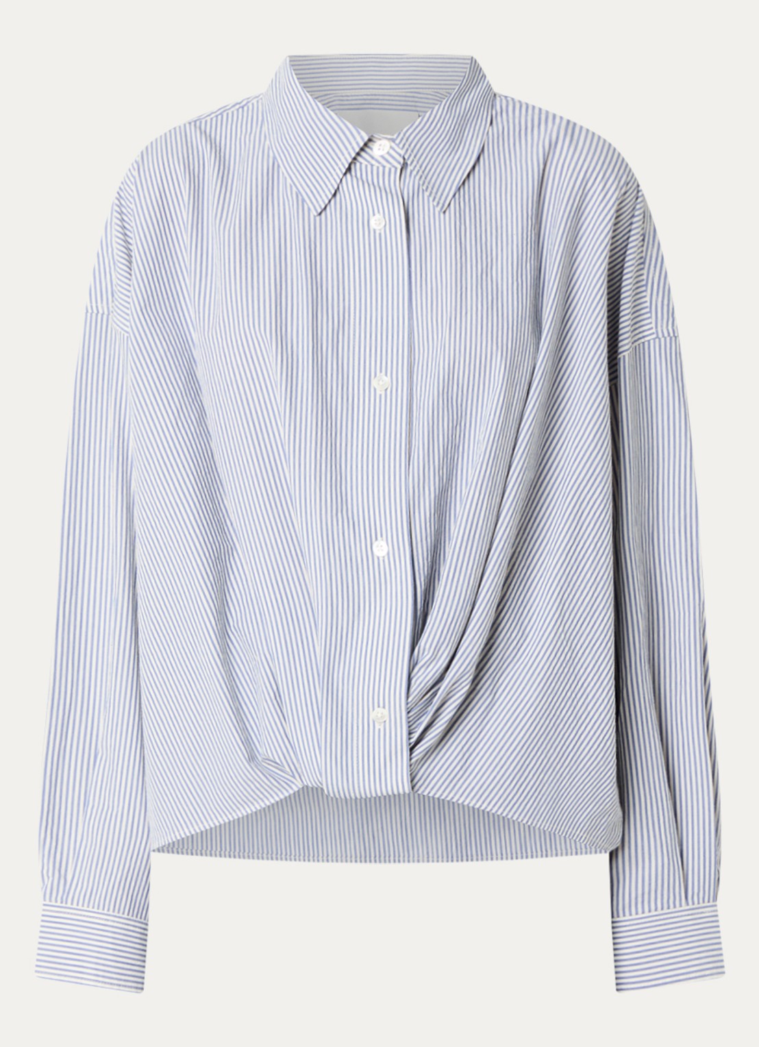 Bellerose Tonny oversized blouse met streepprint - voorkant antraciet