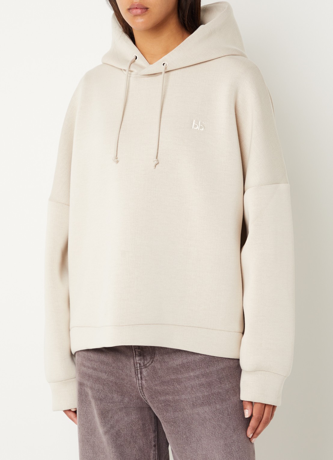 Bellerose Tood62 hoodie met logo - detail creme