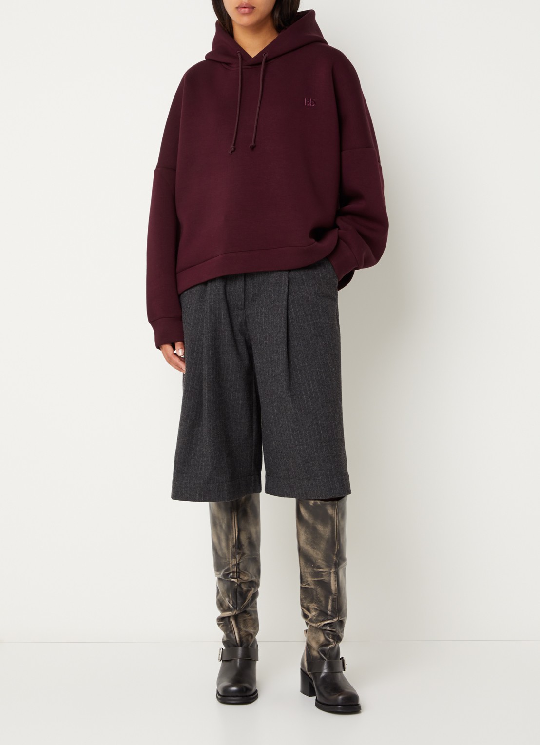 Bellerose Tood62 hoodie met logo - voorkant 2 bordeauxrood