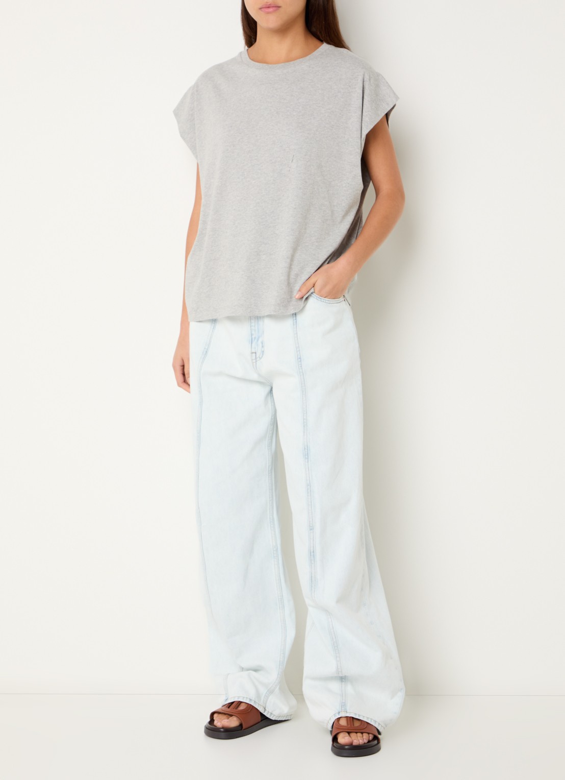 Bellerose Vice T-shirt met boothals - voorkant 2 donkergrijs
