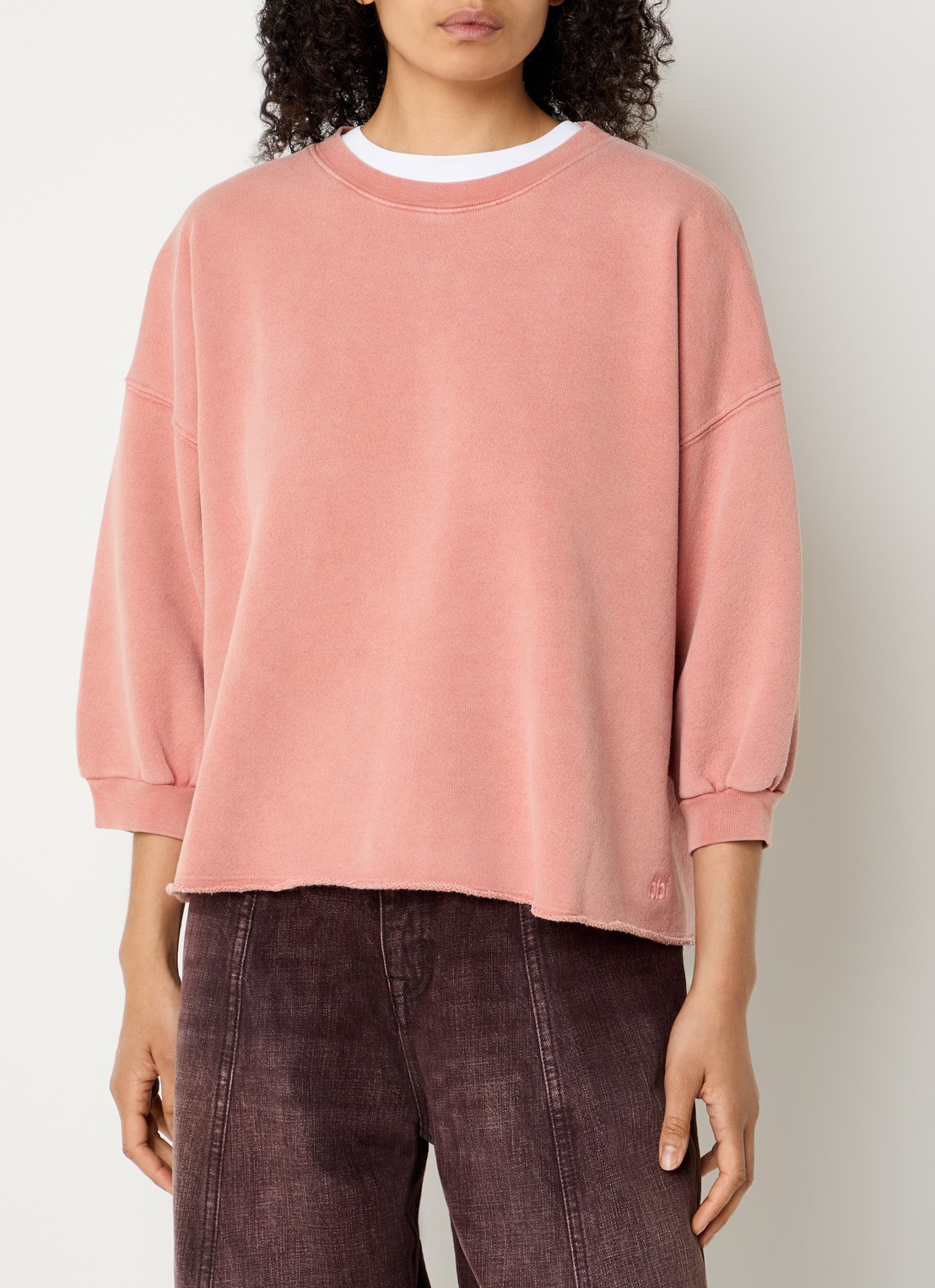 Bellerose Vicske sweater met verwassen afwerking - detail rood