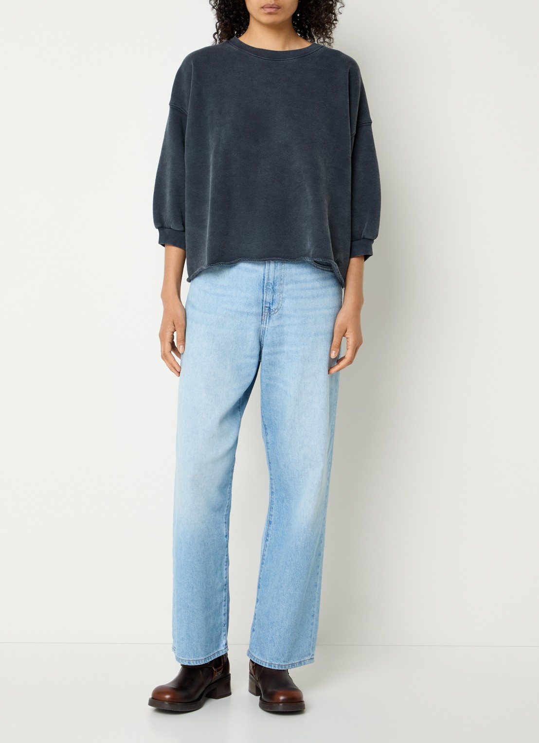 Bellerose Vicske sweater met verwassen afwerking - voorkant 4 donkerblauw