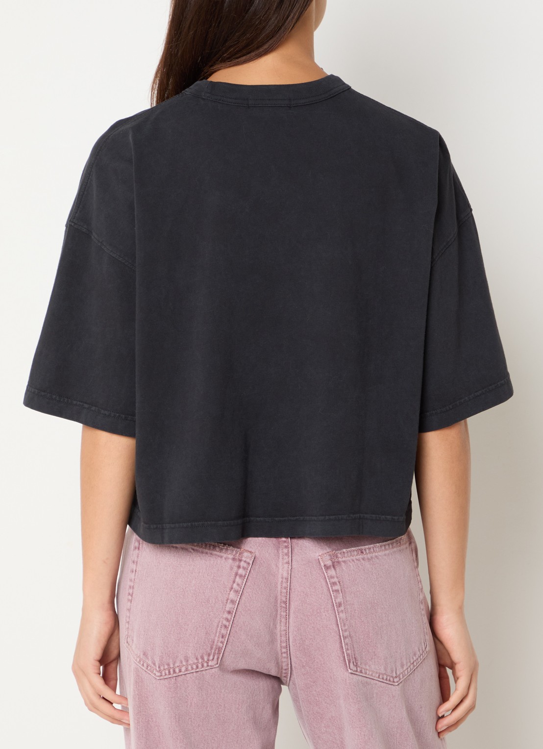 Bellerose Voss cropped T-shirt met ronde hals - achterkant 2 antraciet
