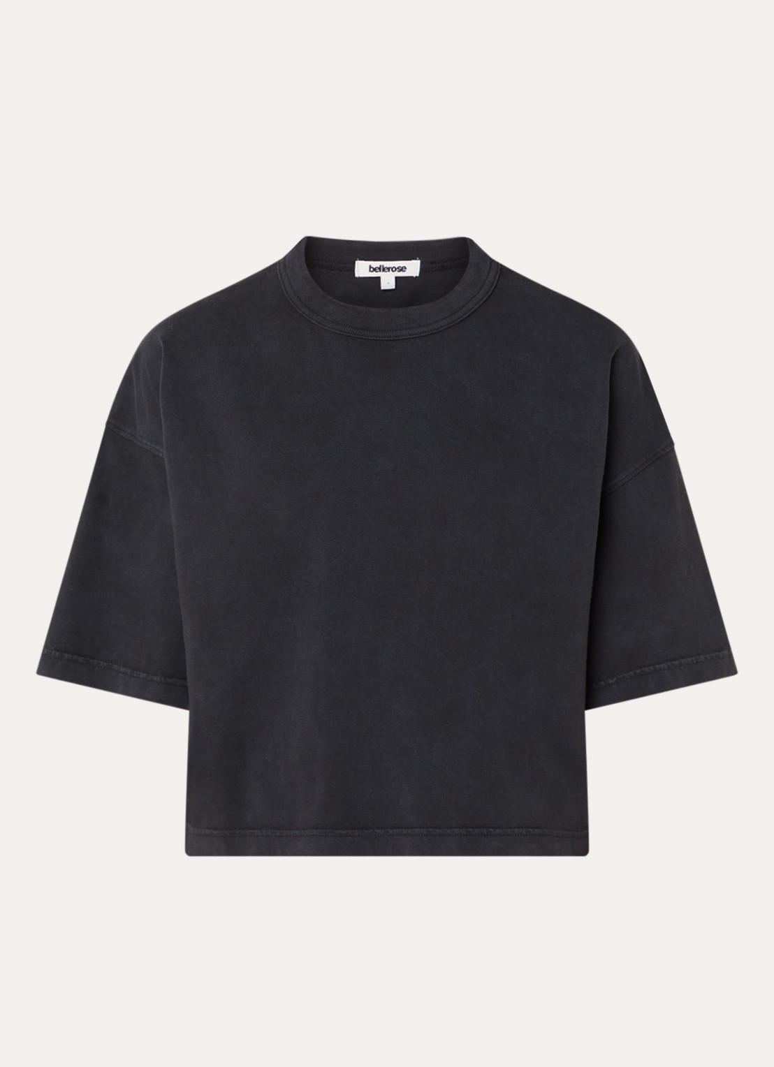 Bellerose Voss cropped T-shirt met ronde hals - voorkant 3 antraciet