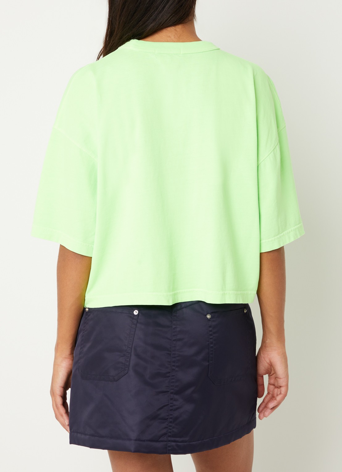 Bellerose Voss cropped T-shirt met ronde hals - achterkant 4 neongroen