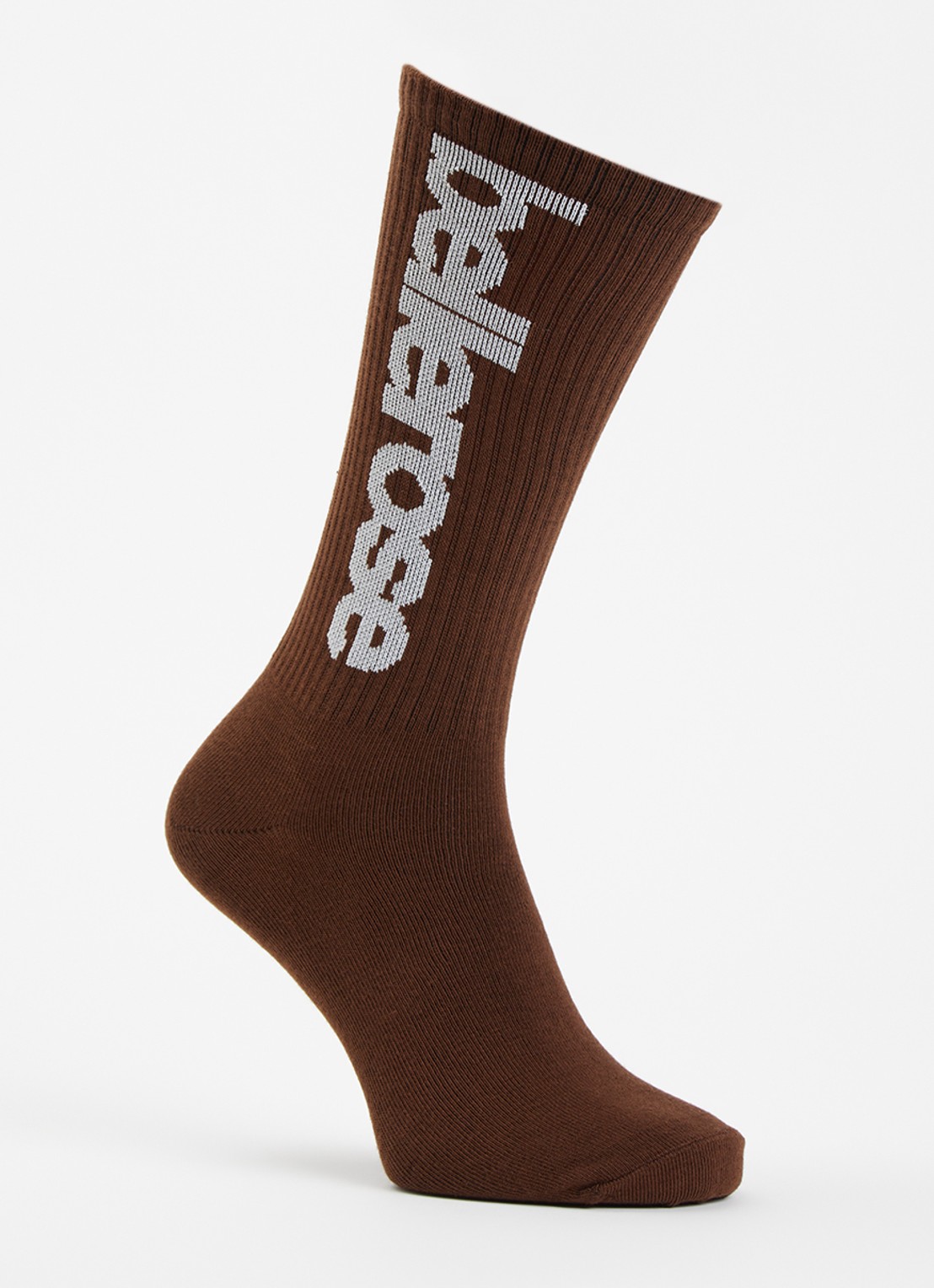 Bellerose Vroum sokken in katoenblend met logoprint - voorkant chocoladebruin