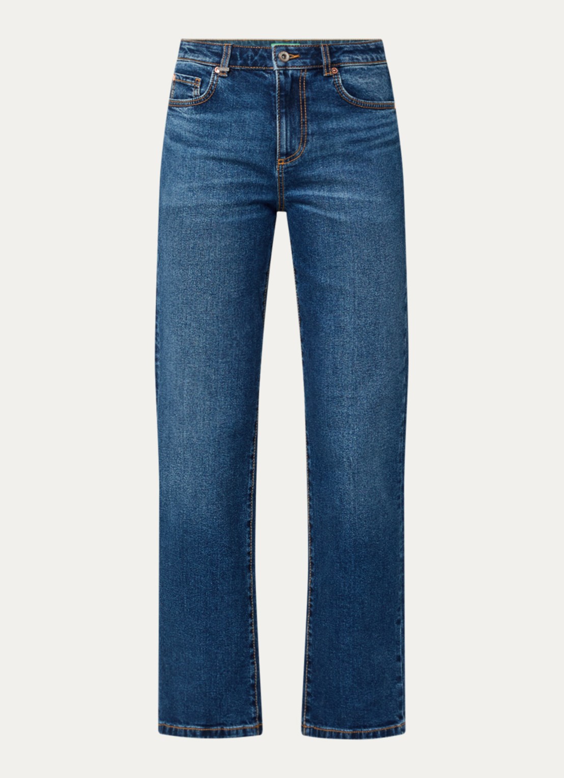 Benetton Ben high waist straight leg jeans met medium wassing - voorkant 4 blauw