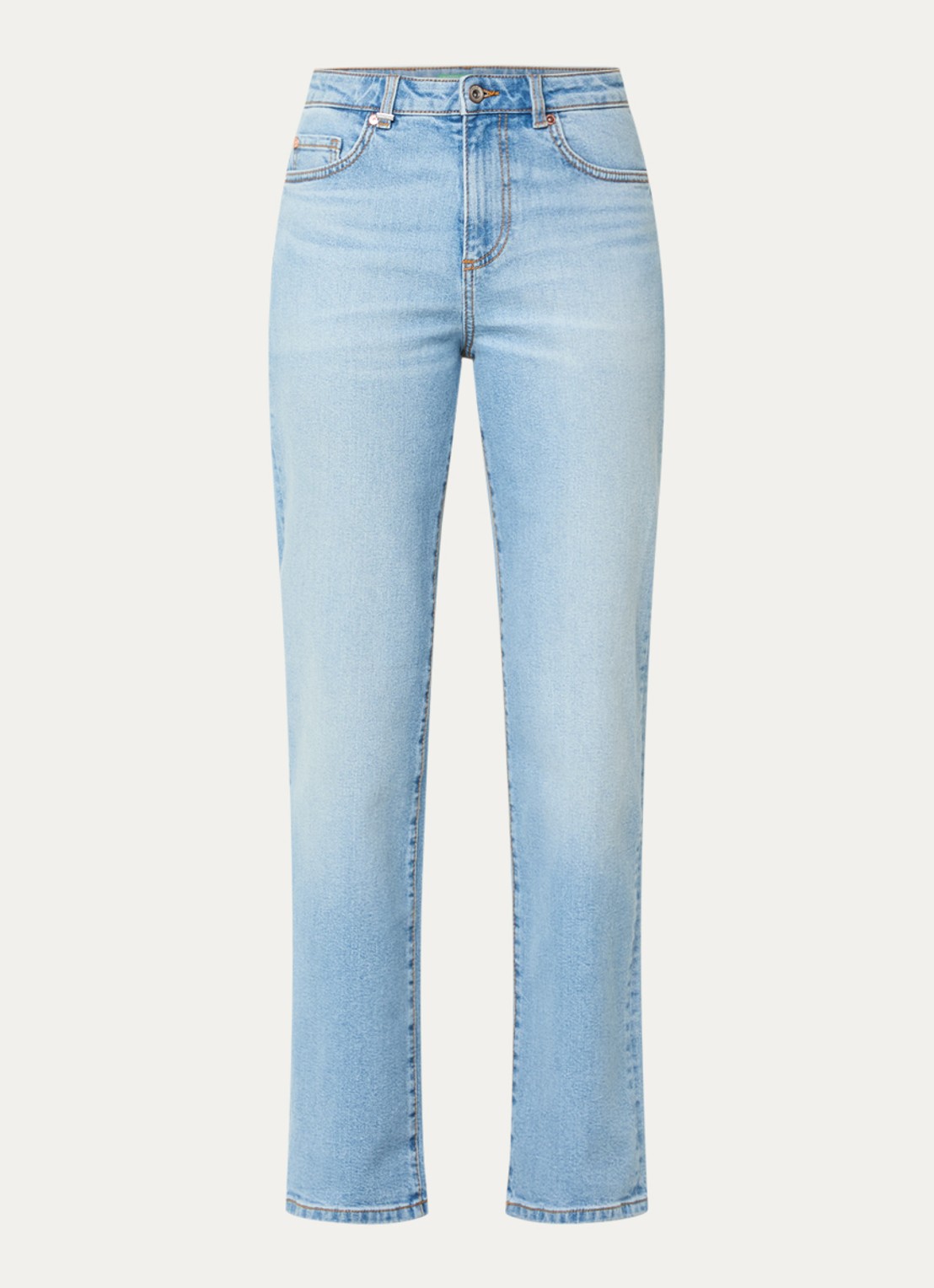 Benetton Ben high waist straight leg jeans met medium wassing - voorkant 3 lichtblauw