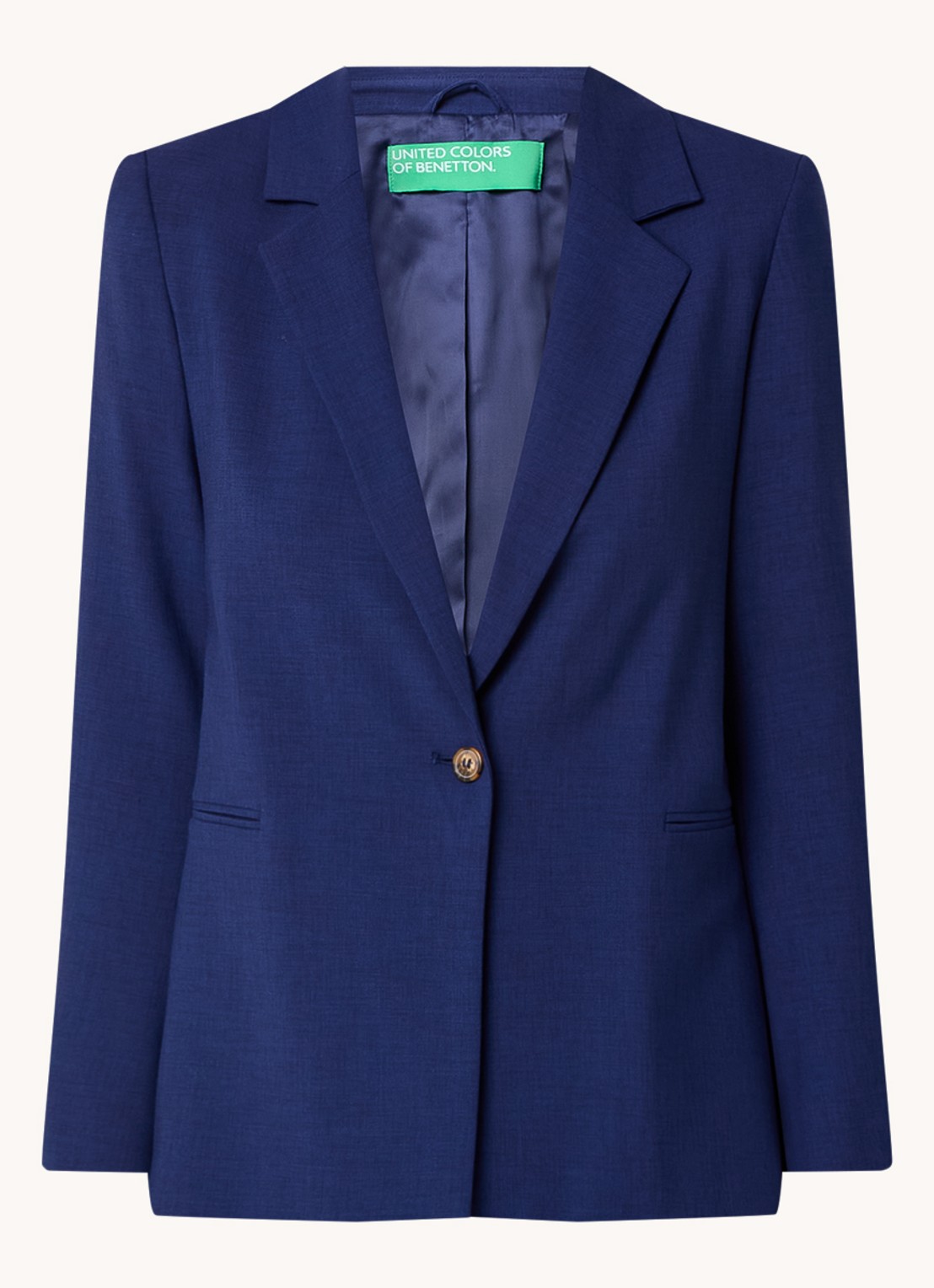 Benetton Blazer met paspelzakken en schoudervulling - voorkant 3 donkerblauw