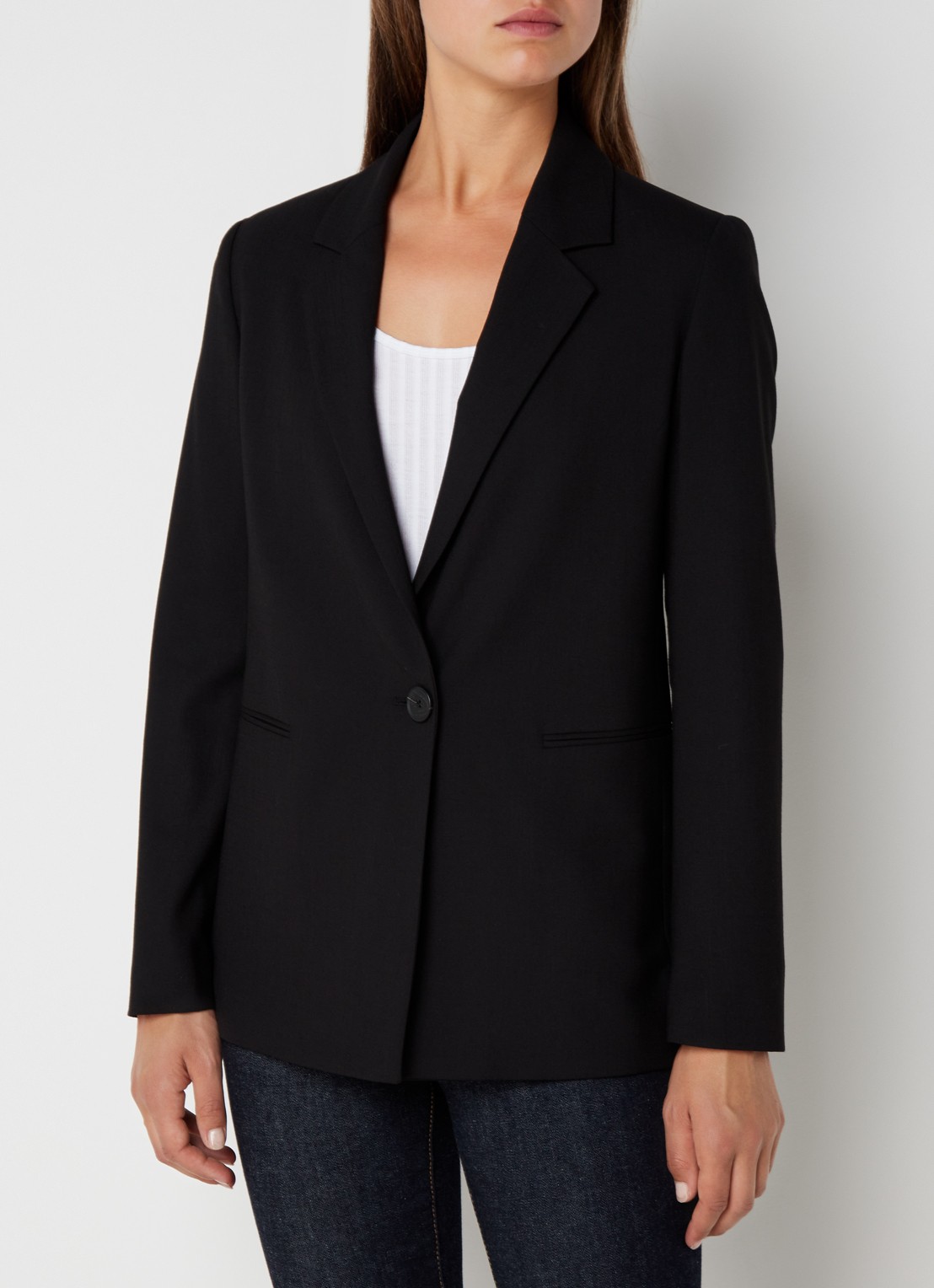 Benetton Blazer met paspelzakken en schoudervulling - detail 4 zwart