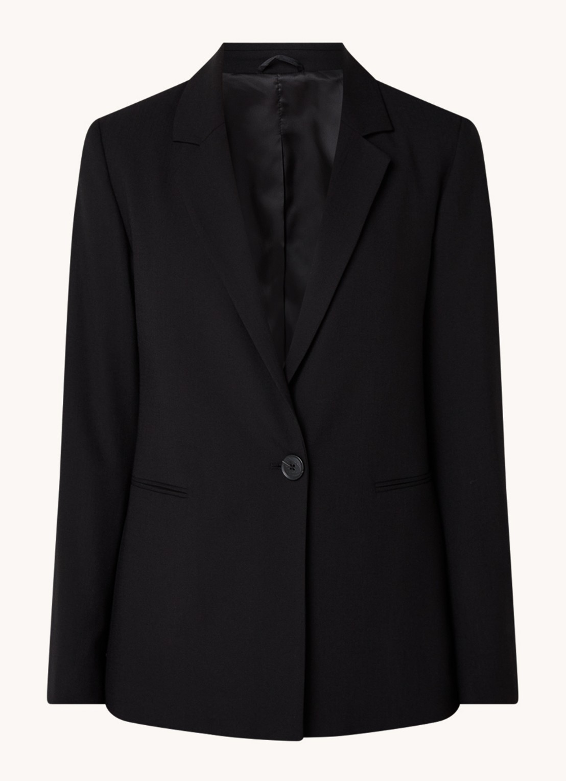 Benetton Blazer met paspelzakken en schoudervulling - voorkant 2 zwart