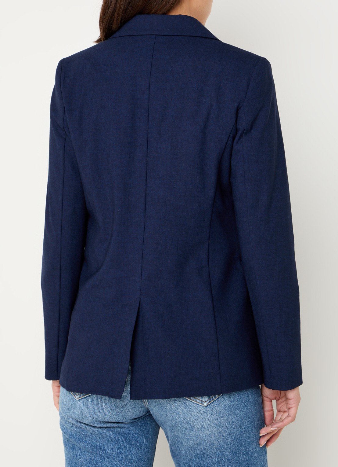 Benetton Blazer met paspelzakken en schoudervulling - achterkant 7 donkerblauw