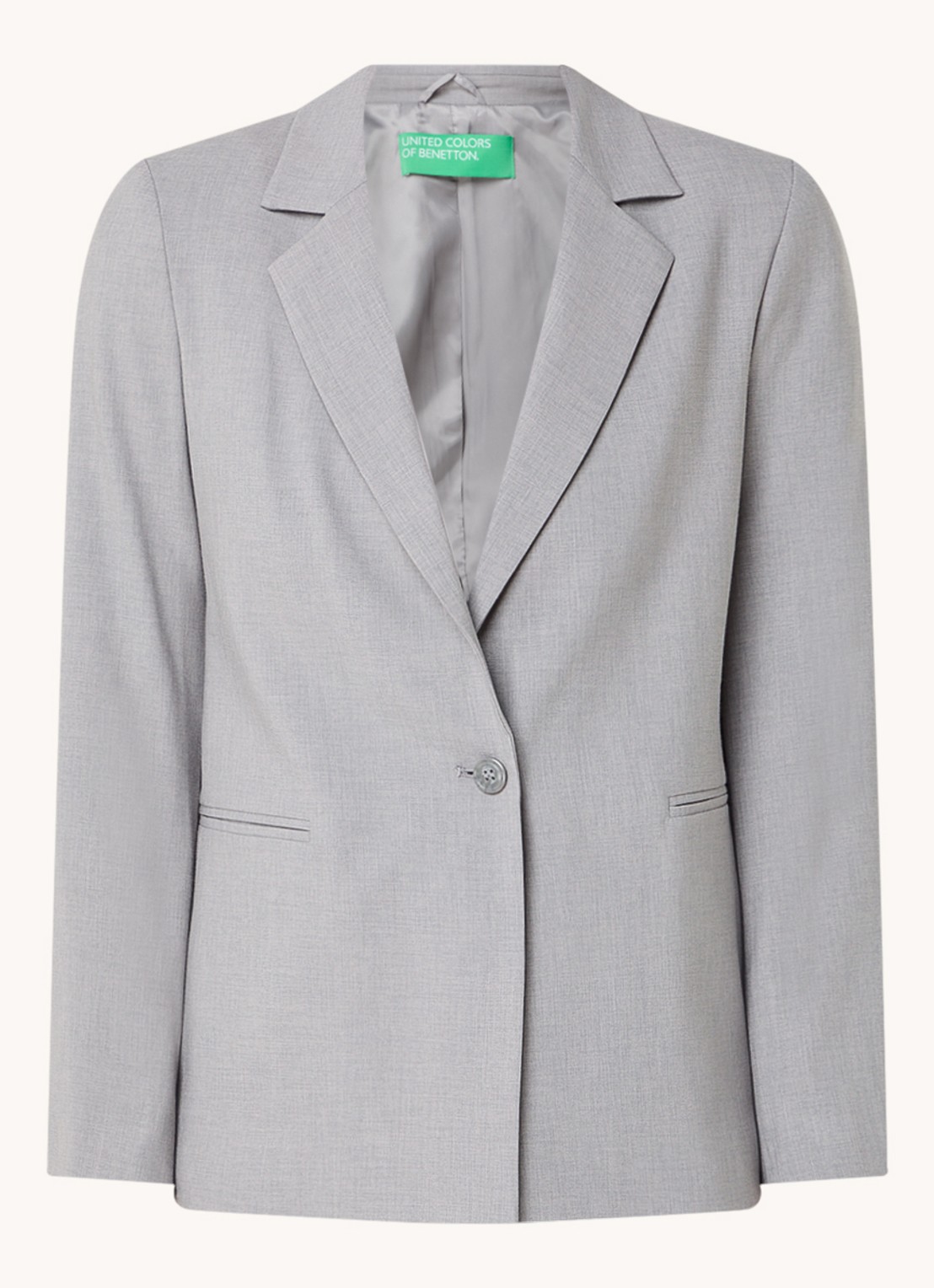 Benetton Blazer met paspelzakken en schoudervulling - voorkant grijs