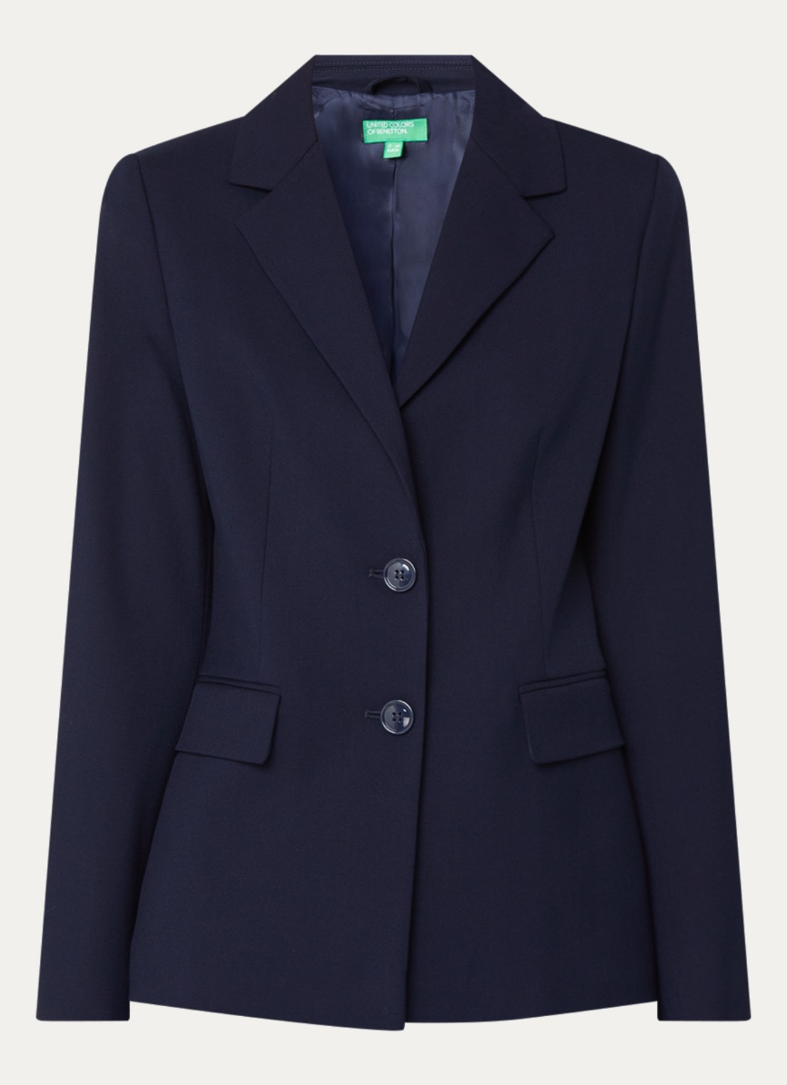 Benetton Blazer met schoudervulling en klepzakken - voorkant 3 donkerblauw