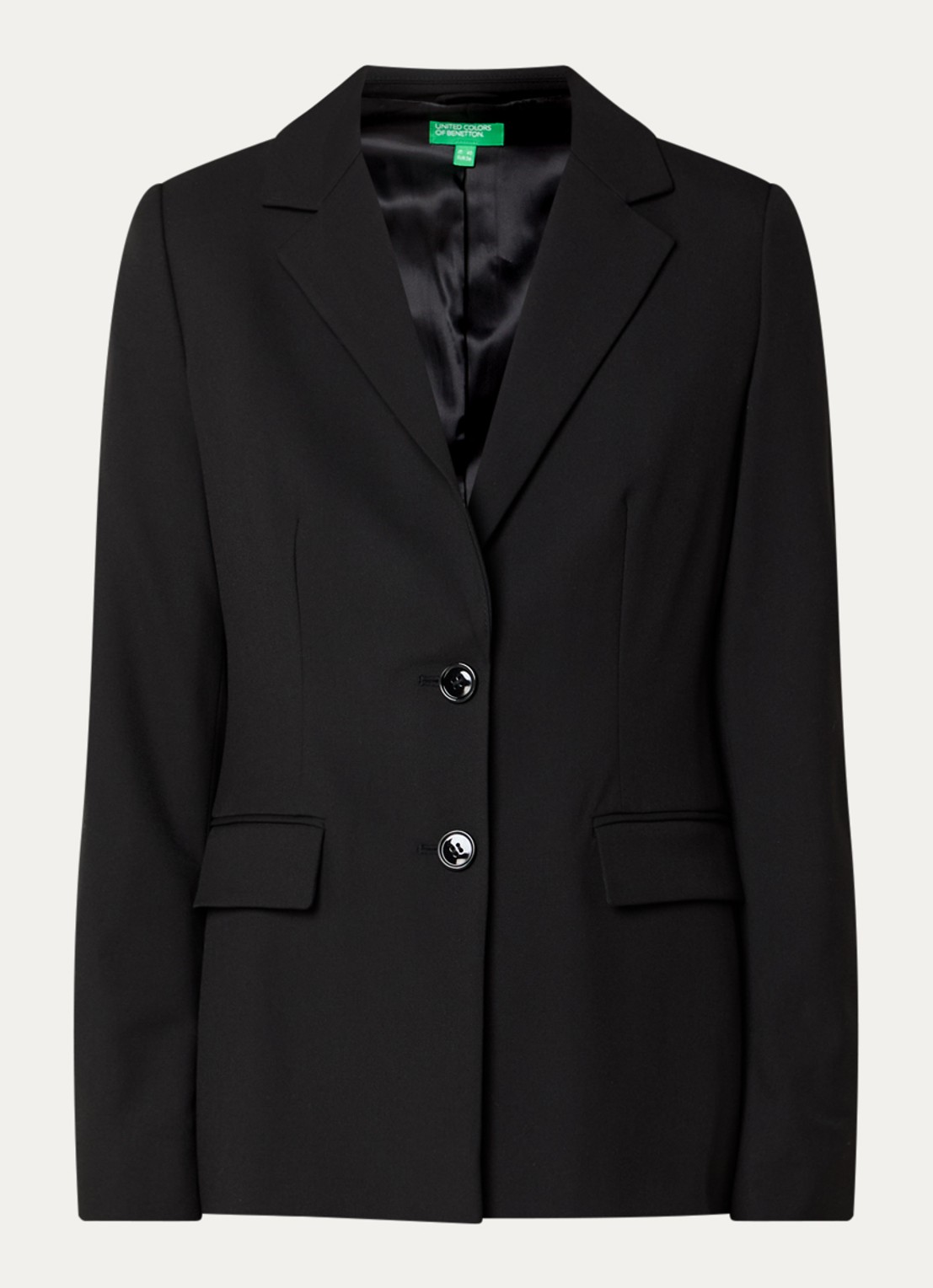 Benetton Blazer met schoudervulling en klepzakken - voorkant 2 zwart