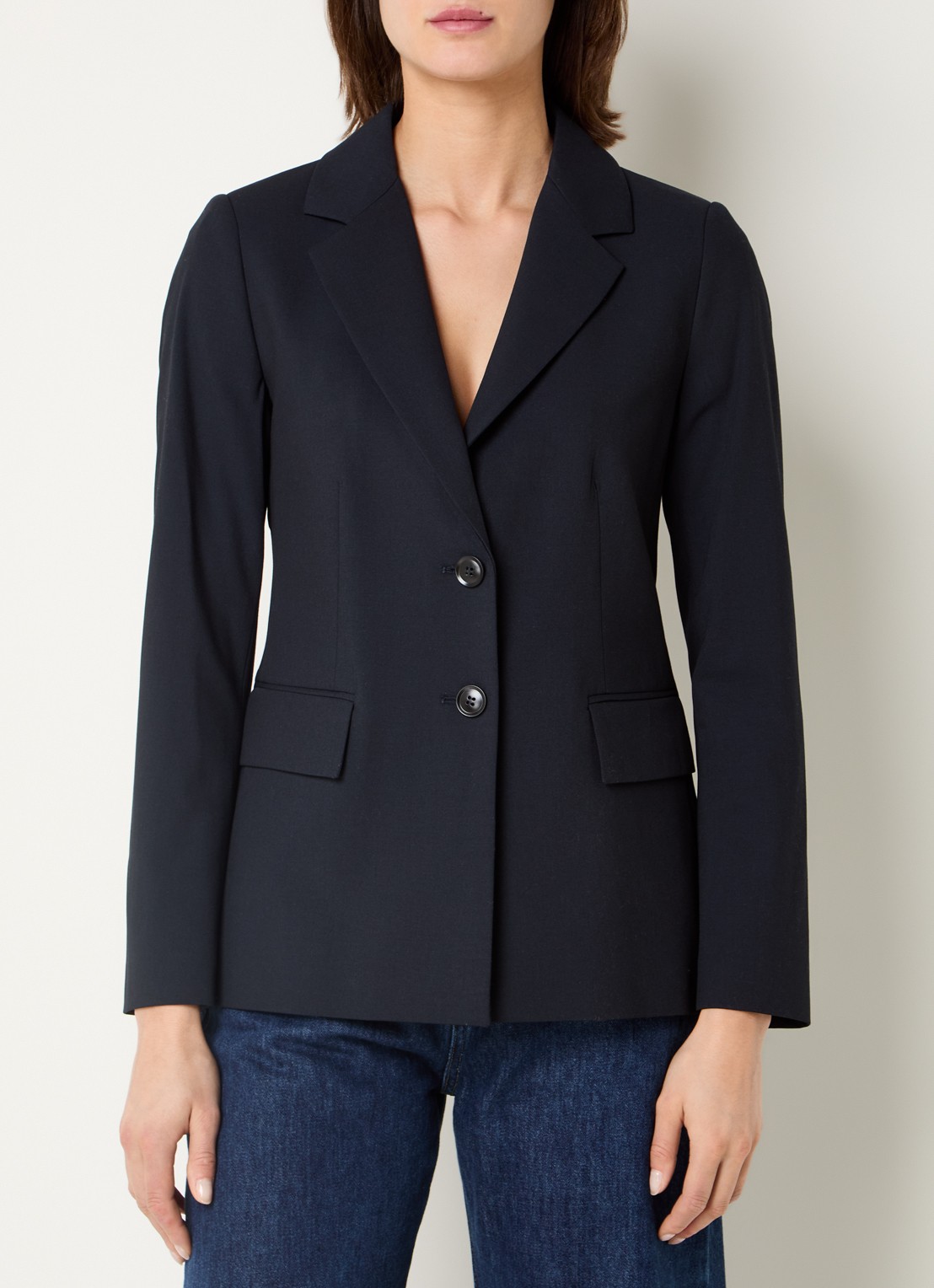 Benetton Blazer met schoudervulling en steekzakken - detail 3 blauw