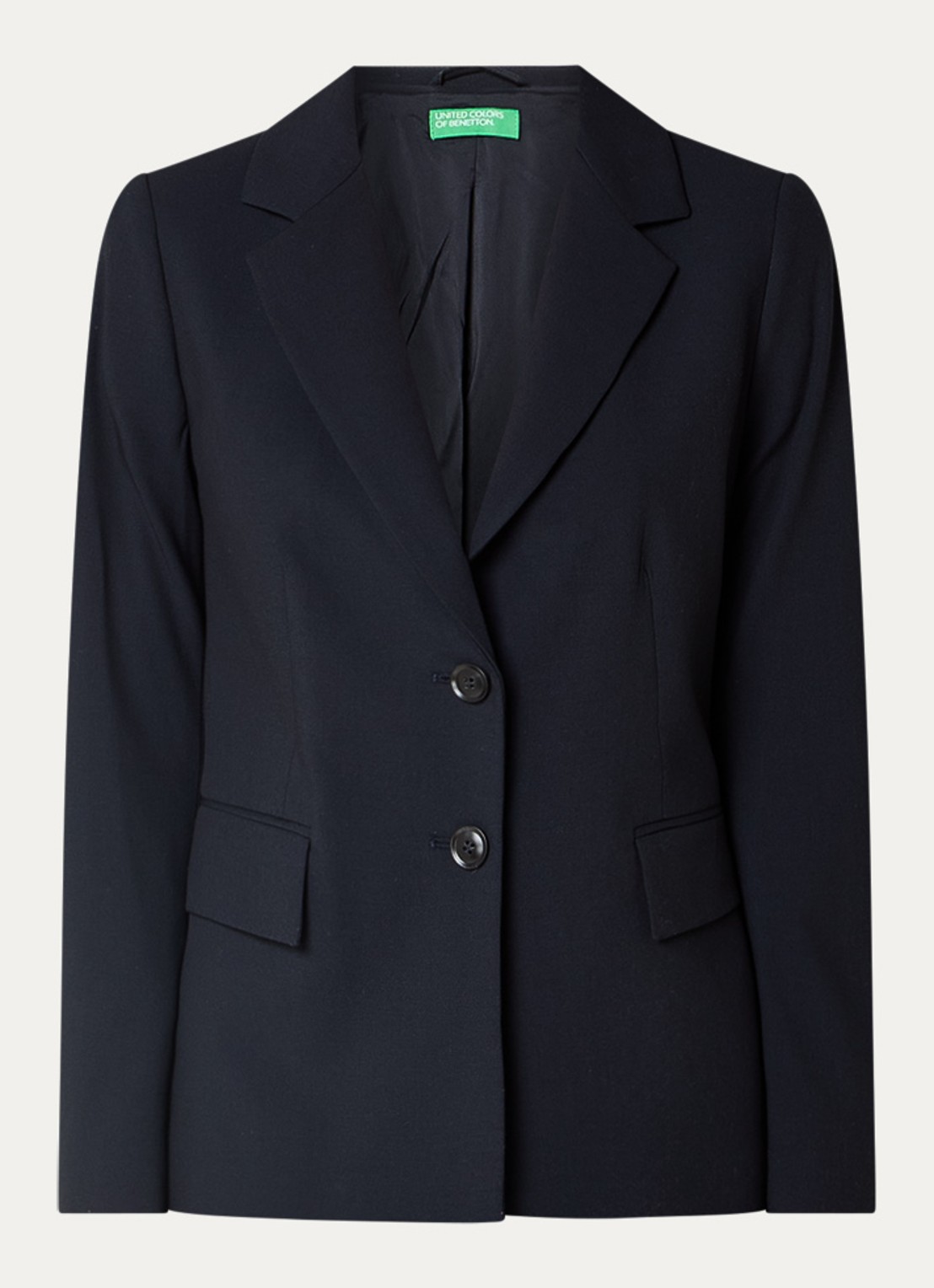 Benetton Blazer met schoudervulling en steekzakken - voorkant blauw