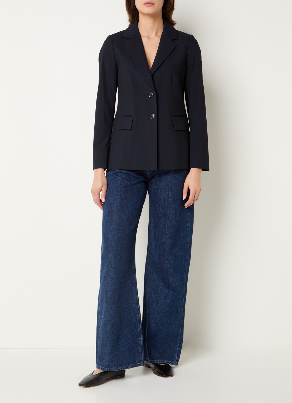 Benetton Blazer met schoudervulling en steekzakken - voorkant 2 blauw