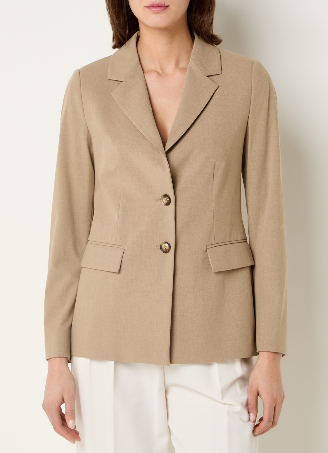 Benetton Blazer met schoudervulling en steekzakken - detail 3 camel