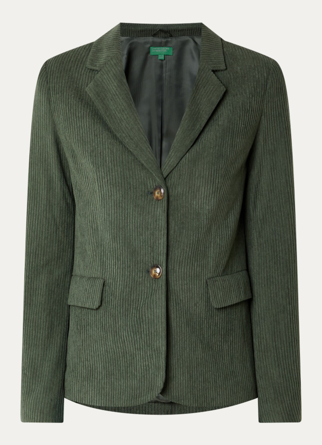 Benetton Blazer met structuur en klepzakken - voorkant 3 legergroen