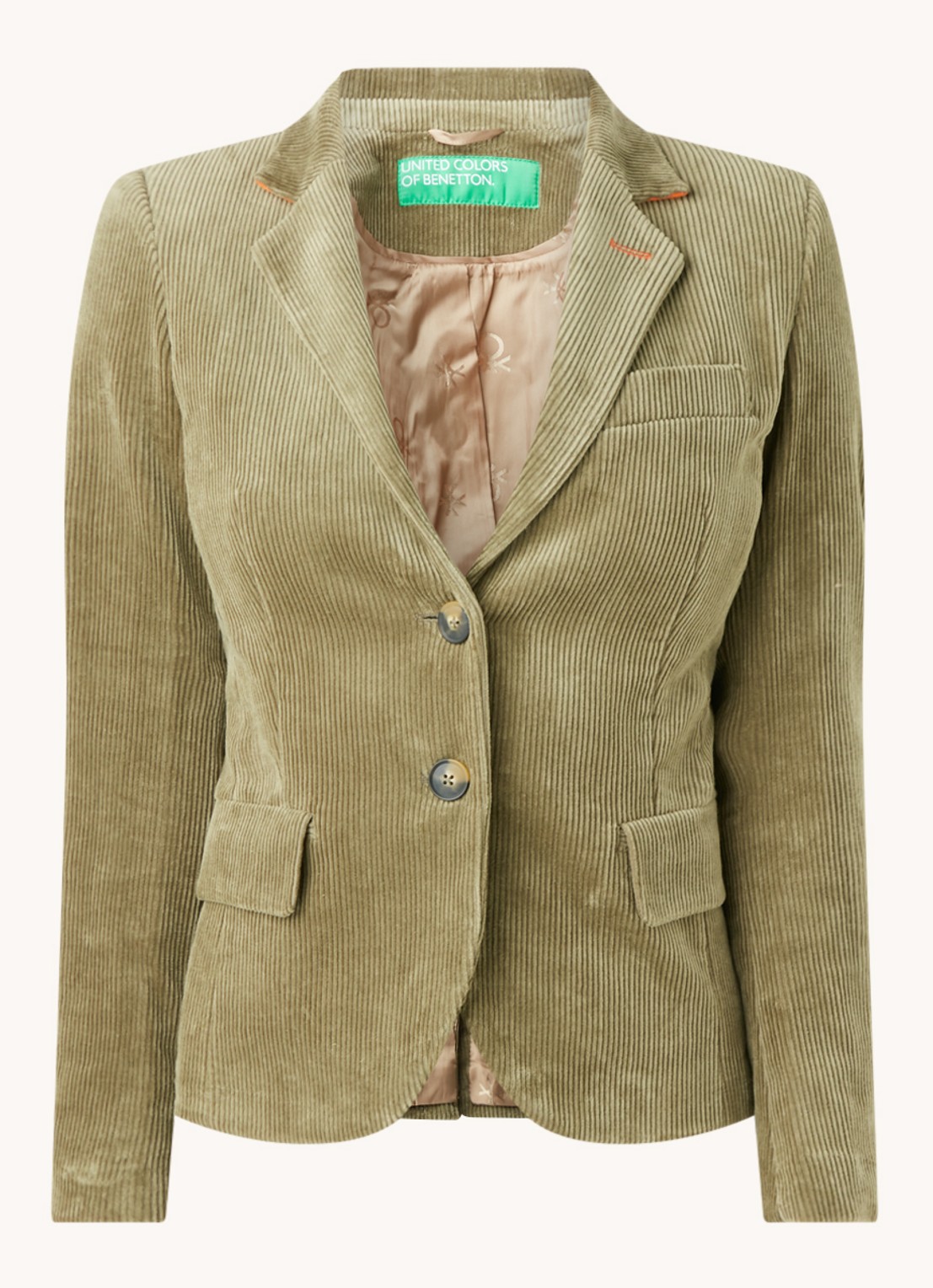 Benetton Blazer van corduroy - voorkant 3 mosgroen