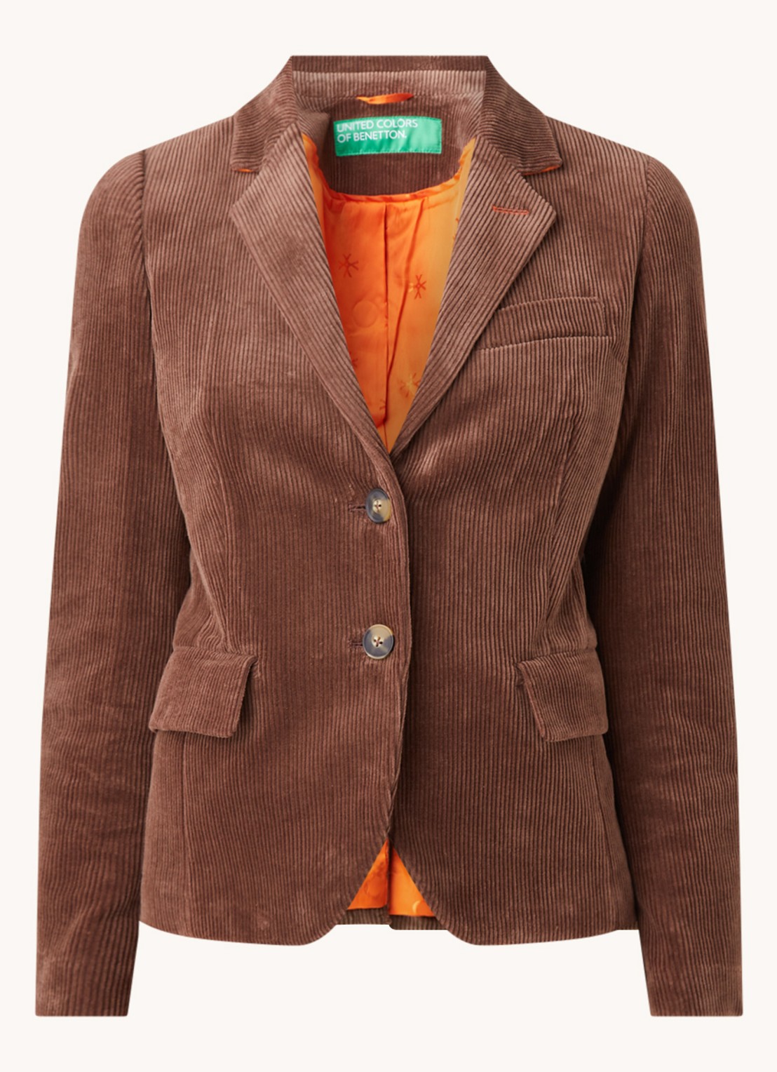Benetton Blazer van corduroy - voorkant 2 bruin