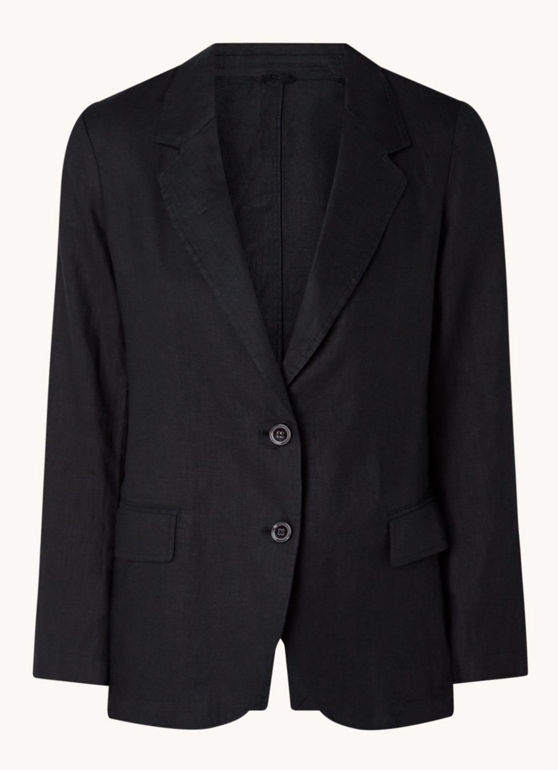 Benetton Blazer van linnen met klepzakken - voorkant 5 zwart