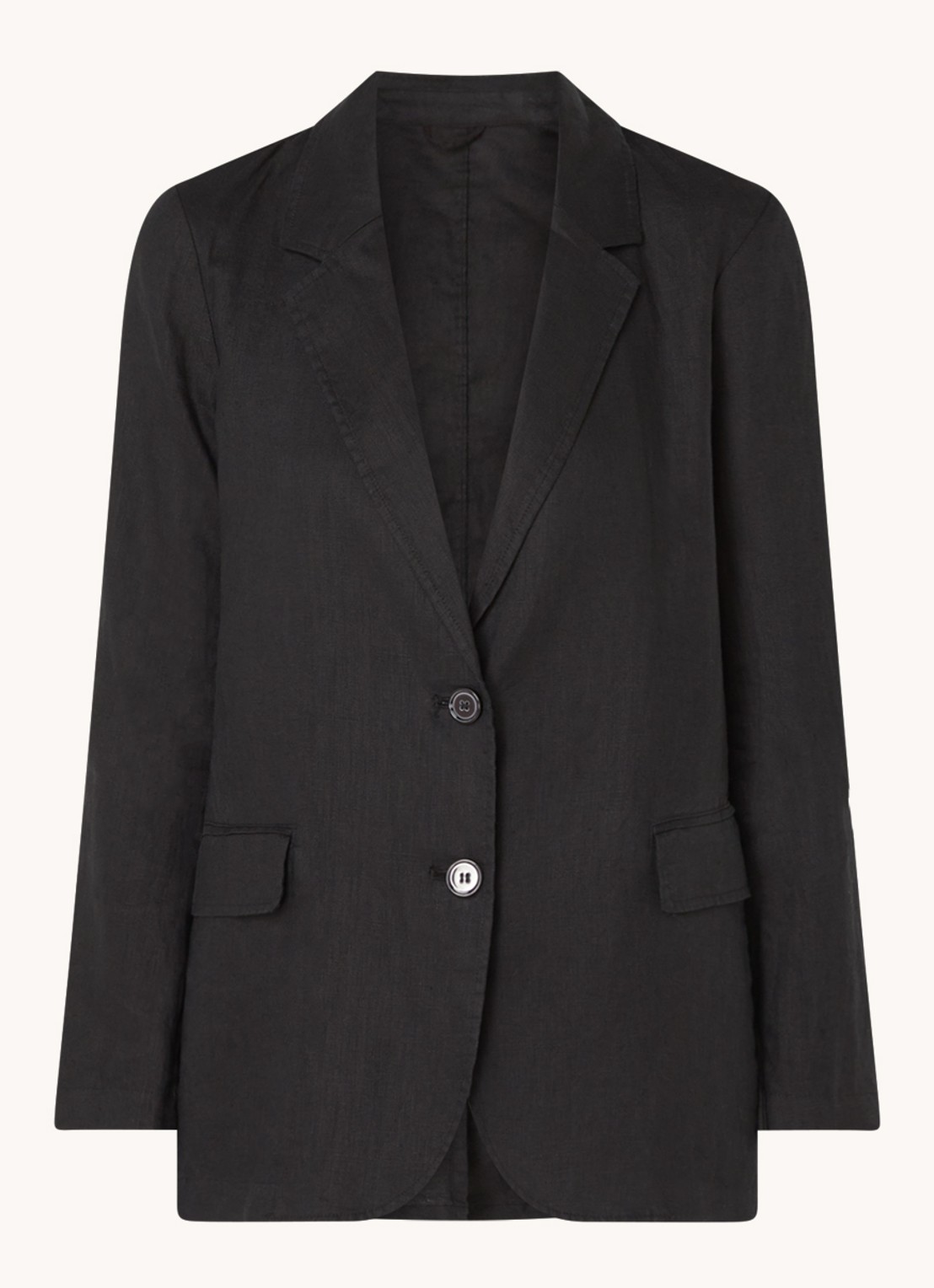 Benetton Blazer van linnen met klepzakken - voorkant 7 zwart