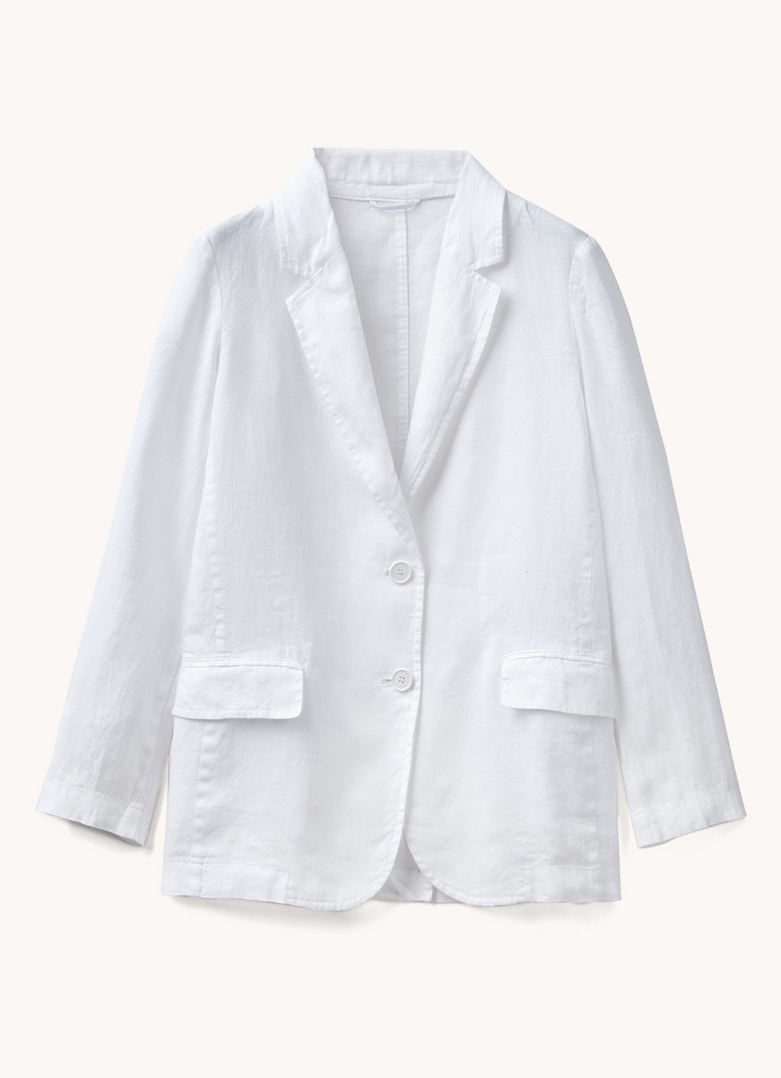 Benetton Blazer van linnen met klepzakken - voorkant 3 wit