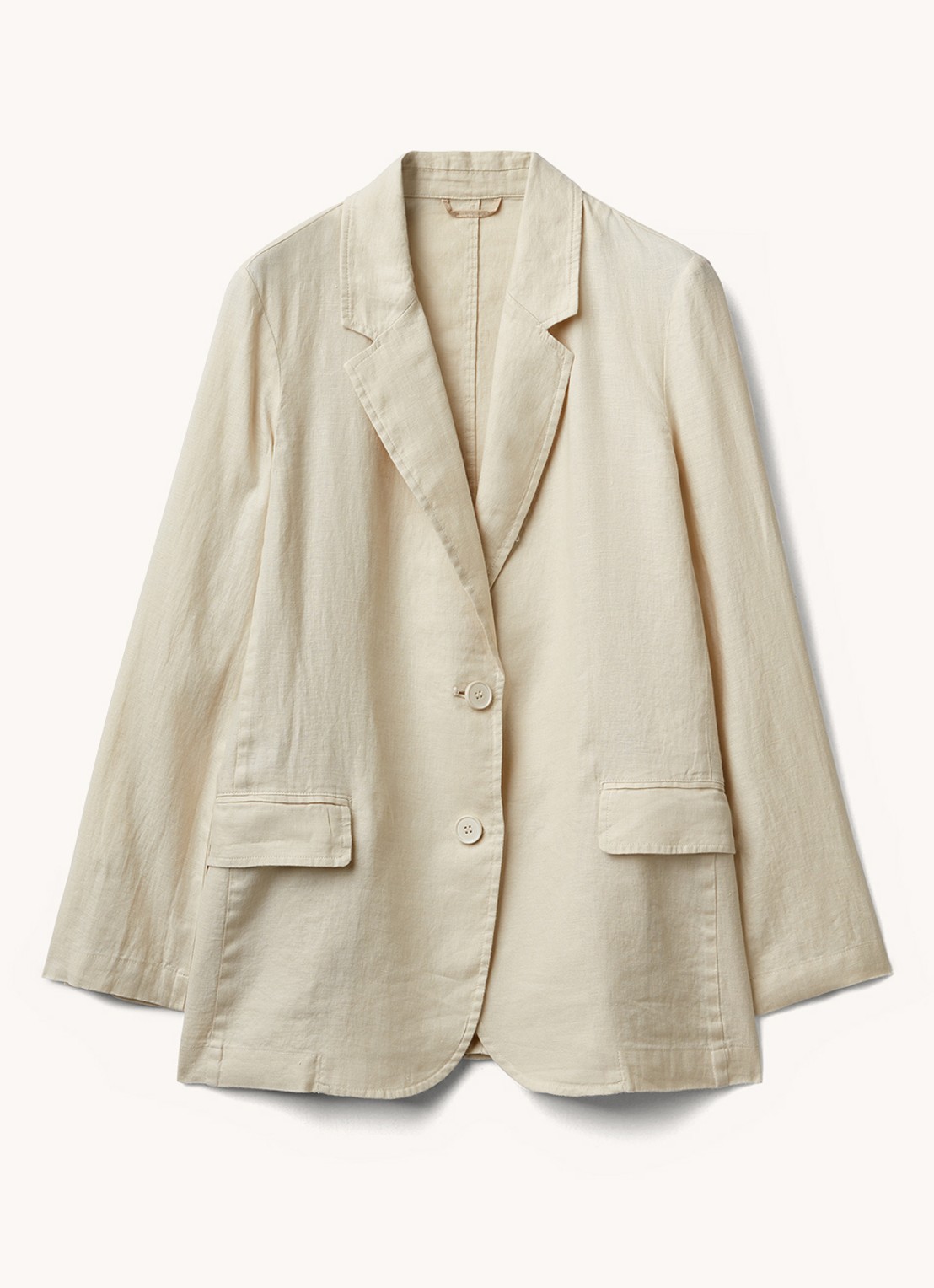 Benetton Blazer van linnen met klepzakken - voorkant 4 zand