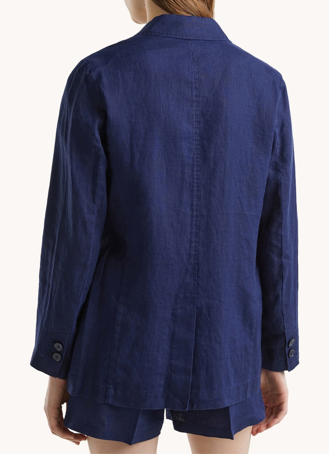 Benetton Blazer van linnen met klepzakken - achterkant donkerblauw
