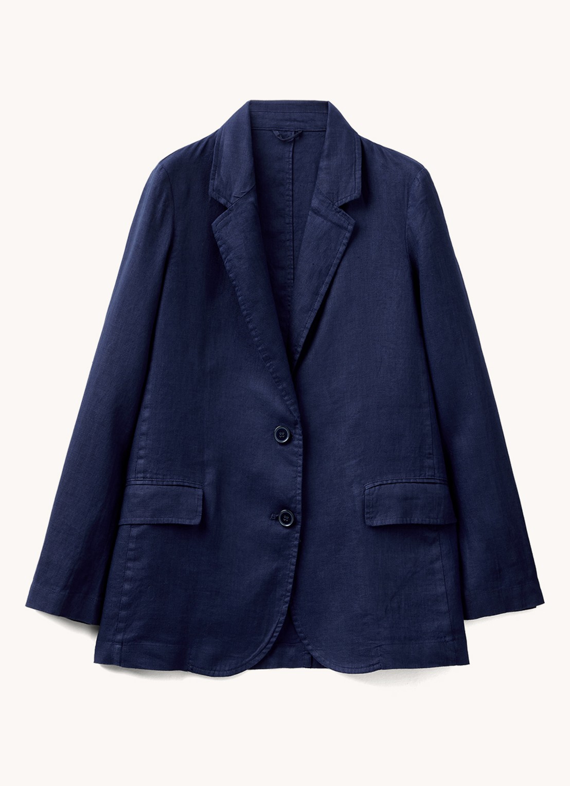 Benetton Blazer van linnen met klepzakken - voorkant 2 donkerblauw