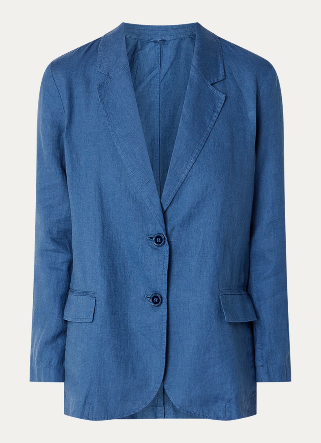Benetton Blazer van linnen met klepzakken - voorkant 2 petrol