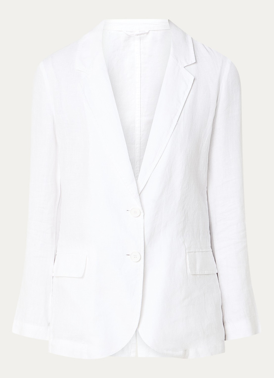 Benetton Blazer van linnen met klepzakken - voorkant 5 wit