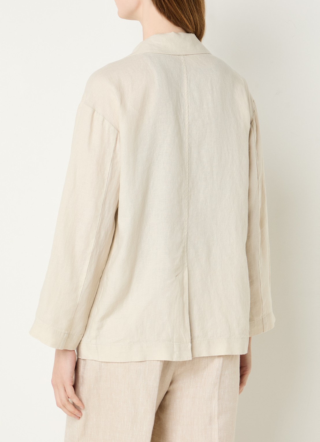 Benetton Blazer van linnen met opgestikte zakken - achterkant 3 beige