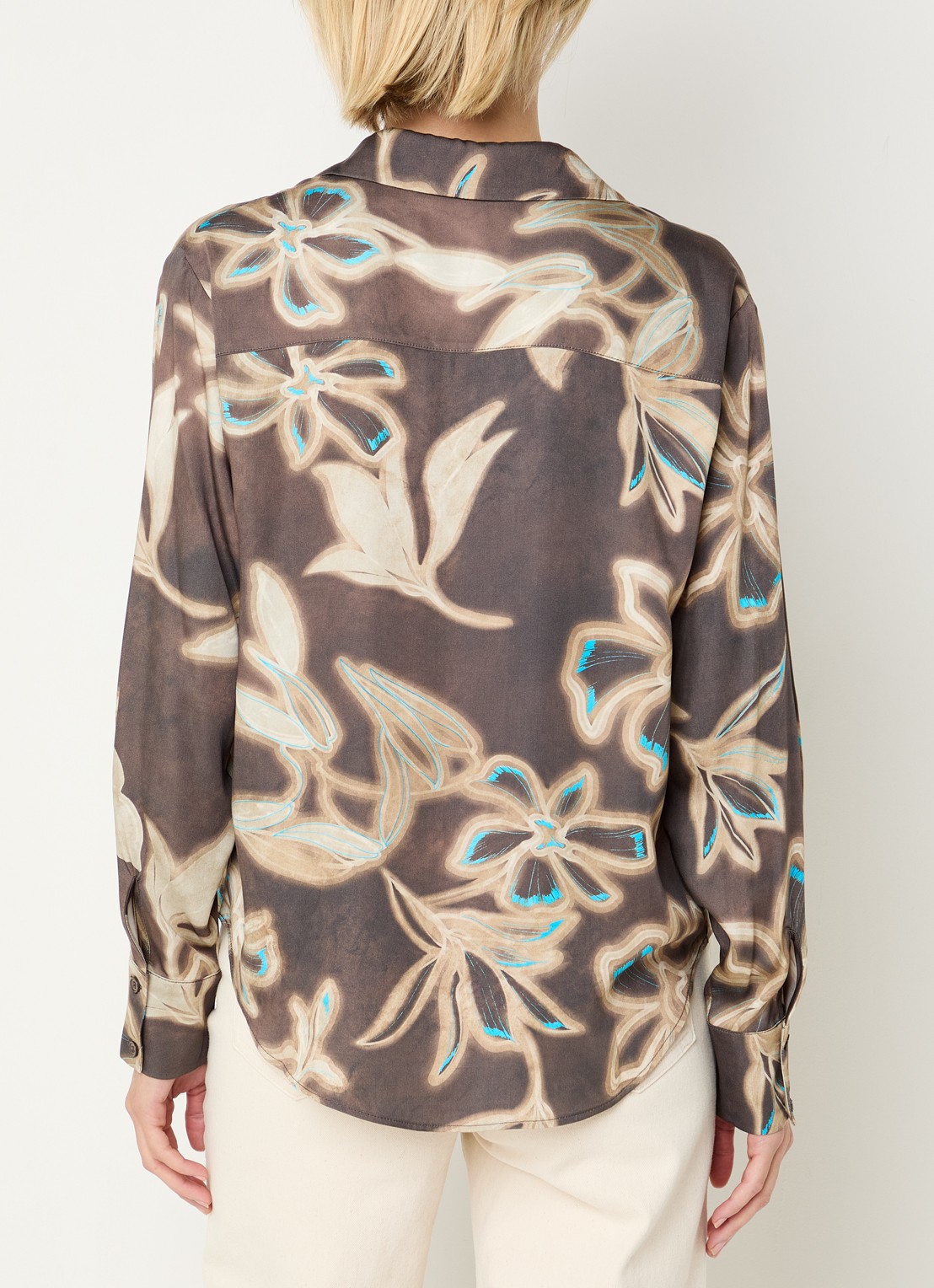 Benetton Blouse met bloemenprint - achterkant bruin