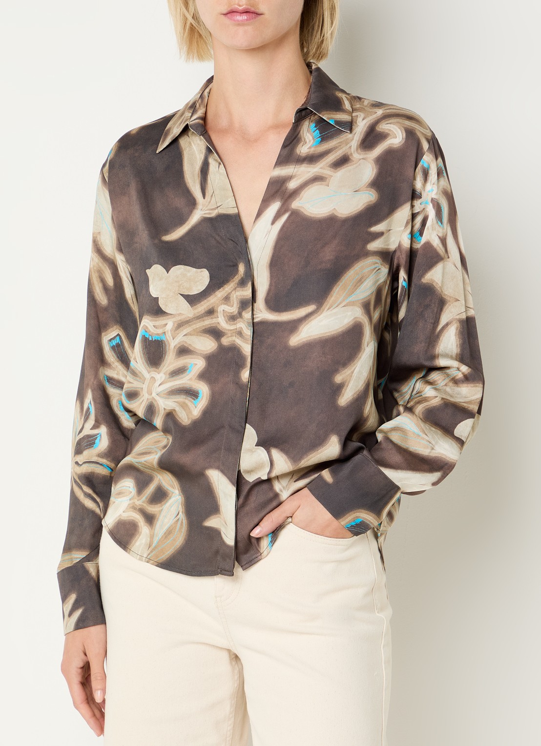 Benetton Blouse met bloemenprint - detail 2 bruin