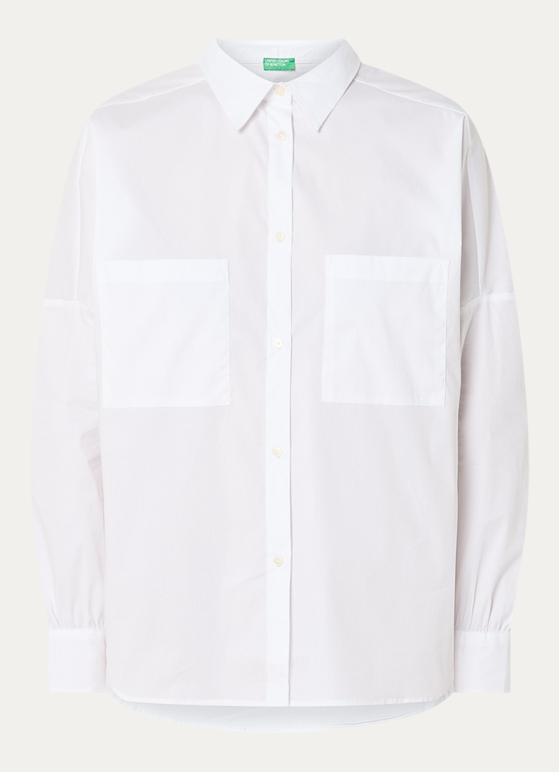 Benetton Blouse met borstzakken - voorkant 2 gebroken wit