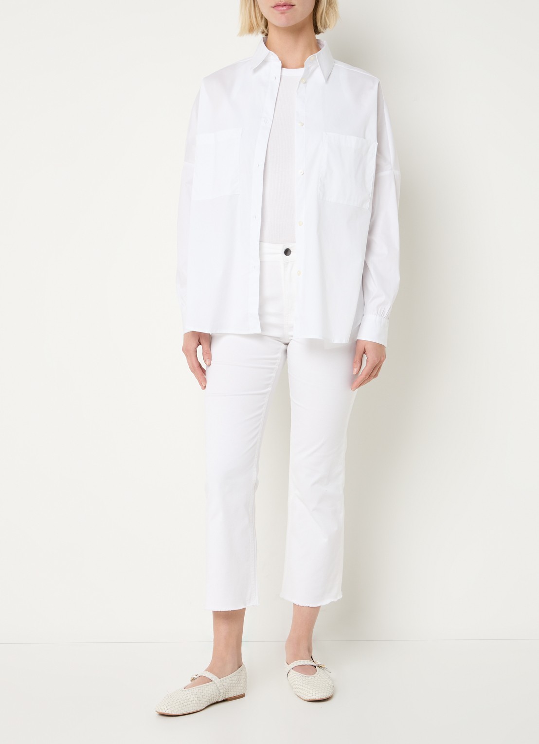 Benetton Blouse met borstzakken - voorkant 3 gebroken wit