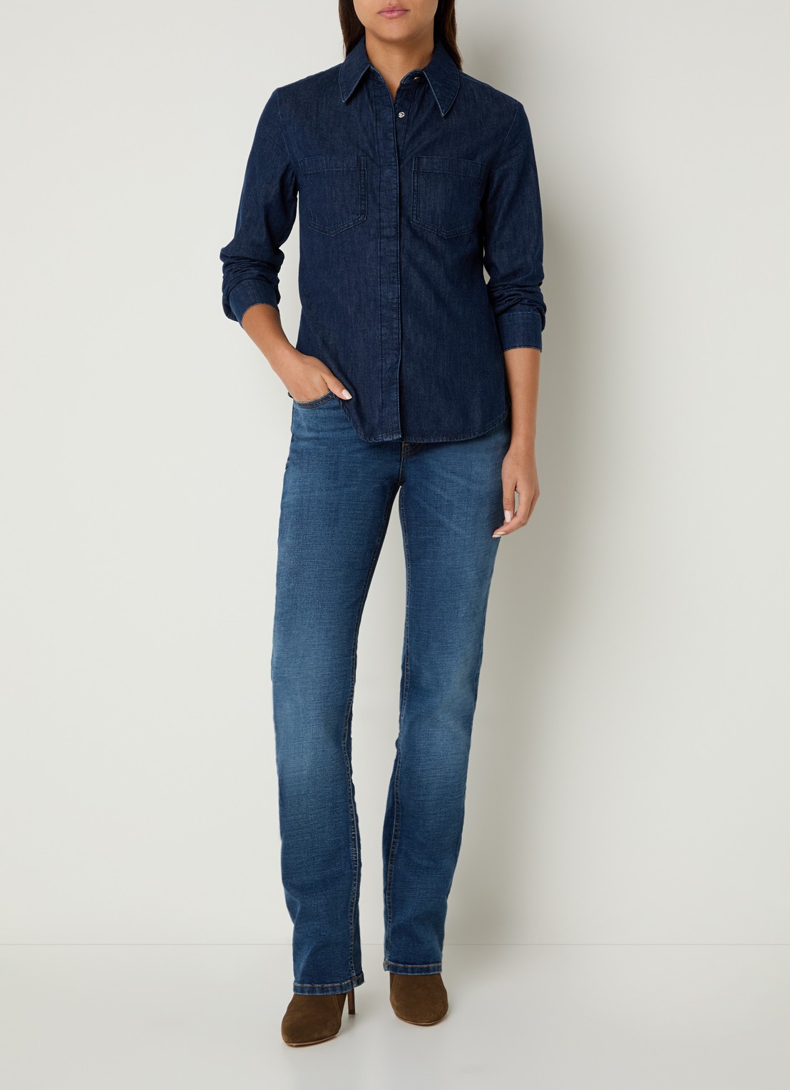 Benetton Blouse met borstzakken - voorkant 2 indigo
