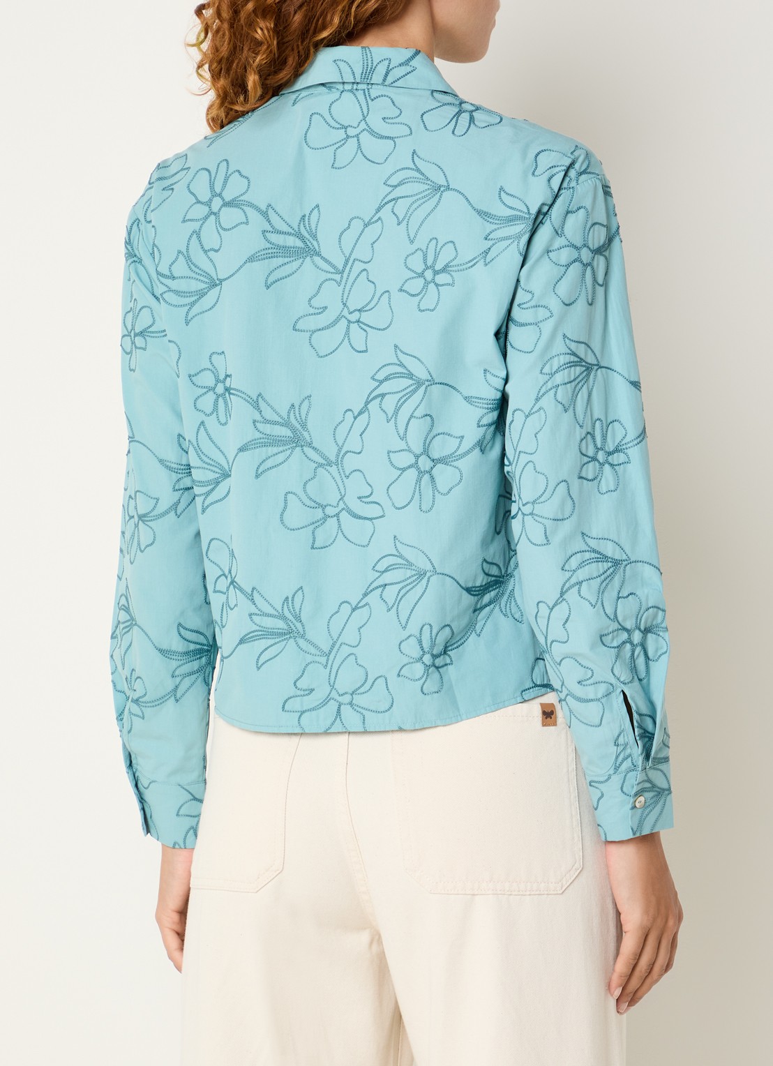 Benetton Blouse met broderie en kraag - achterkant 2 zeegroen