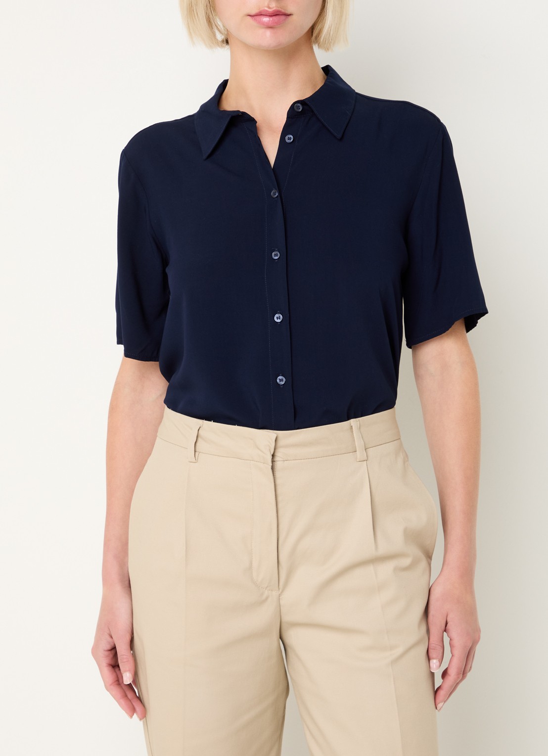 Benetton Blouse met kraag - detail blauw