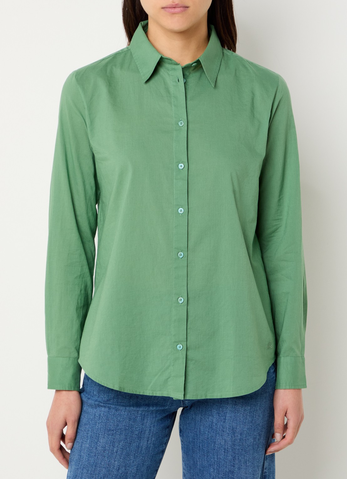 Benetton Blouse met kraag - detail 4 olijfgroen