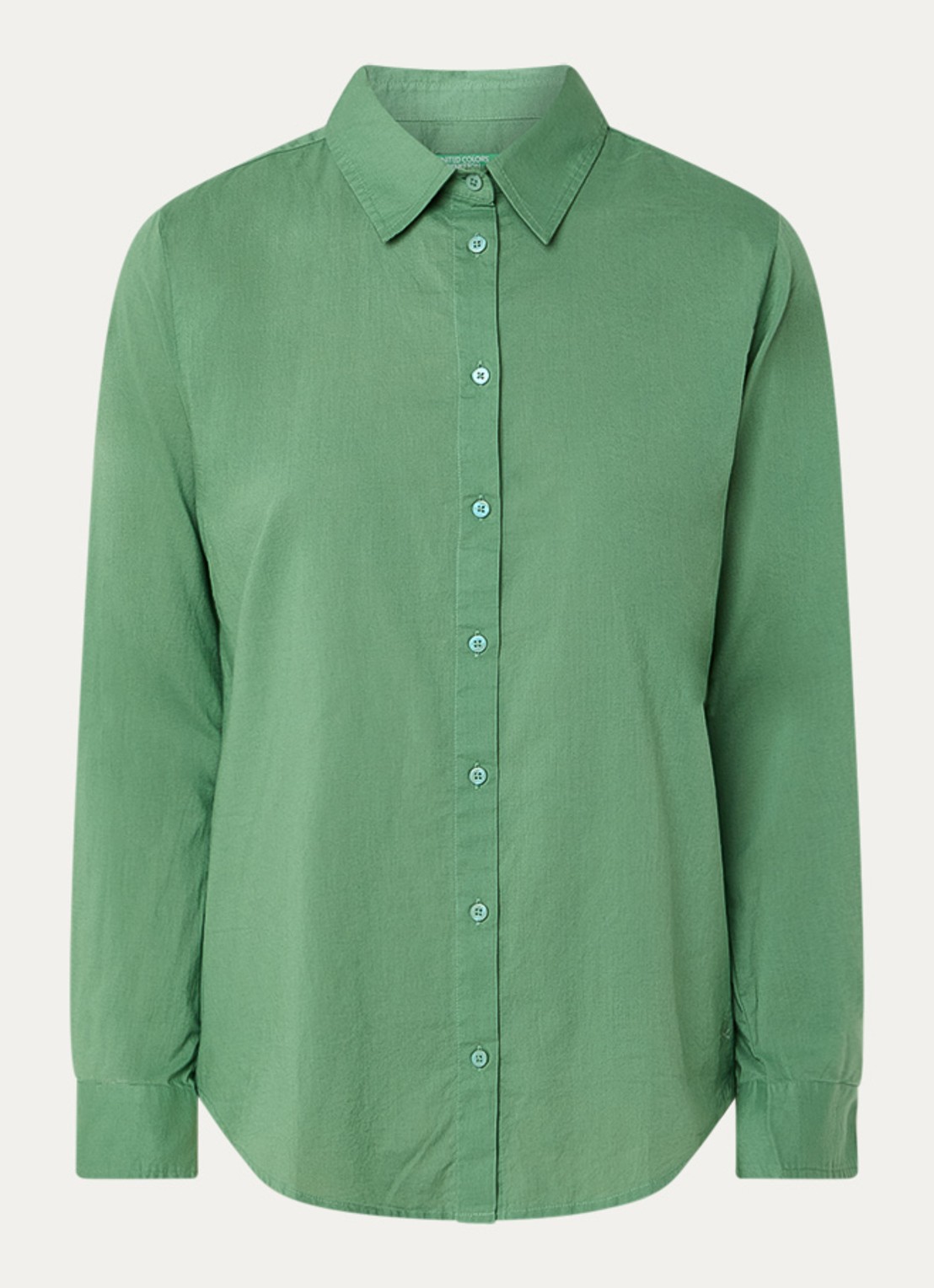 Benetton Blouse met kraag - voorkant 2 olijfgroen