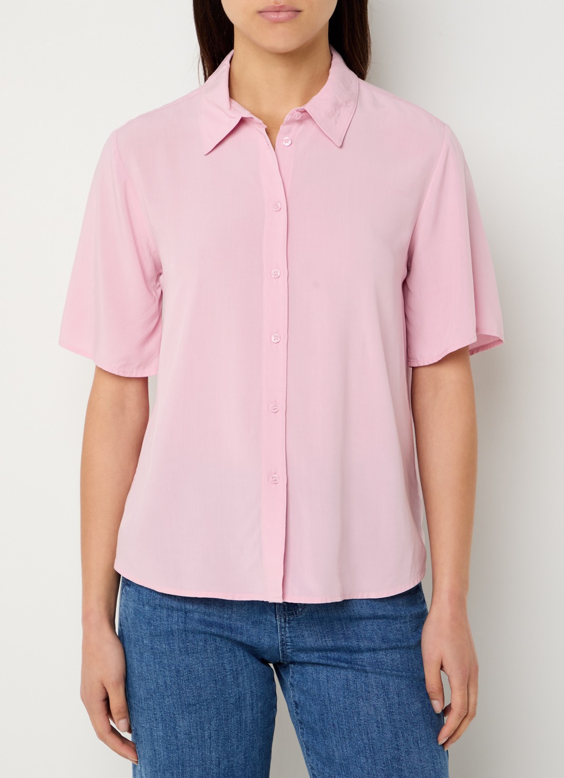 Benetton Blouse met kraag - detail lichtroze