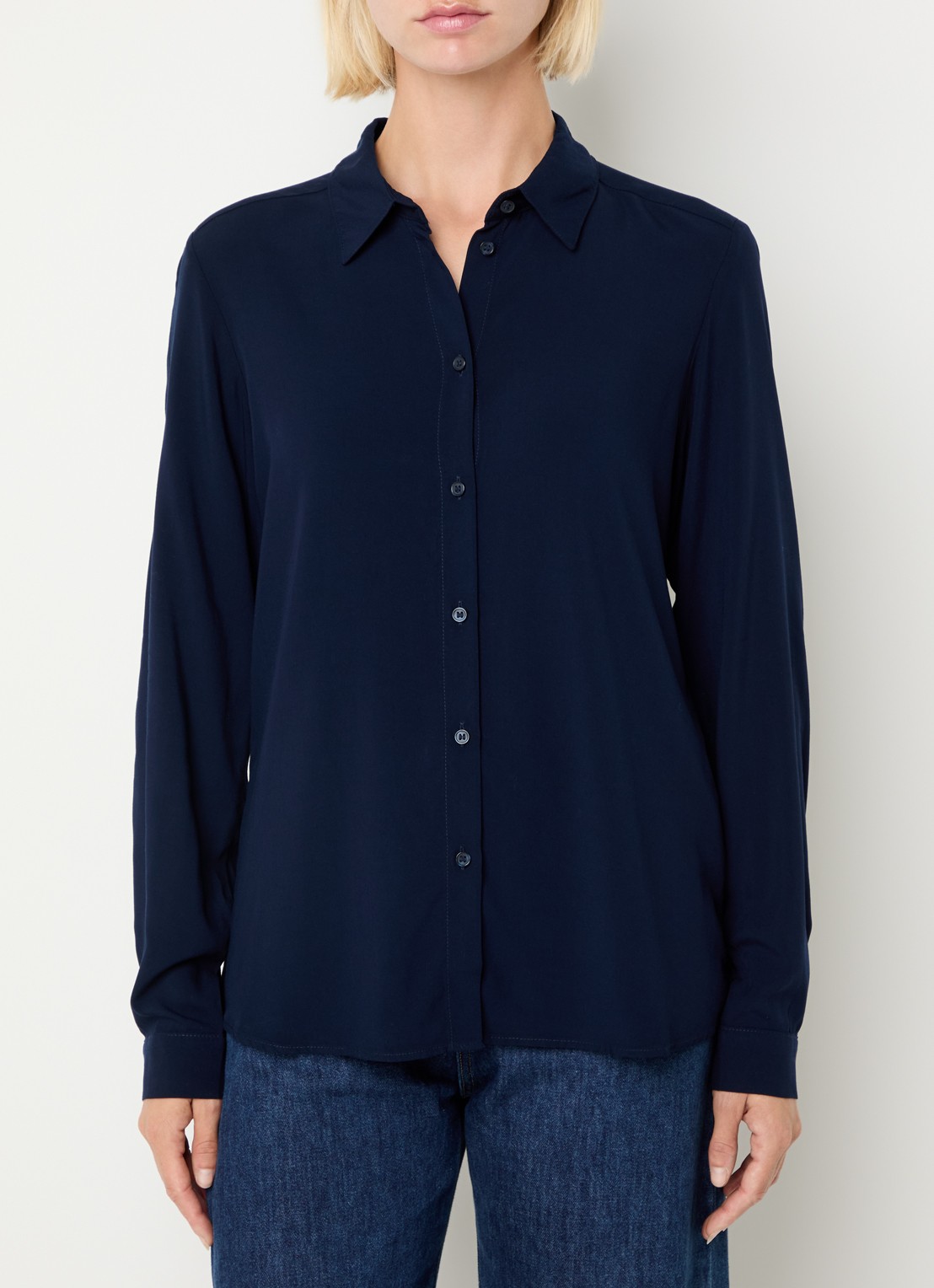 Benetton Blouse met kraag  - detail 4 donkerblauw