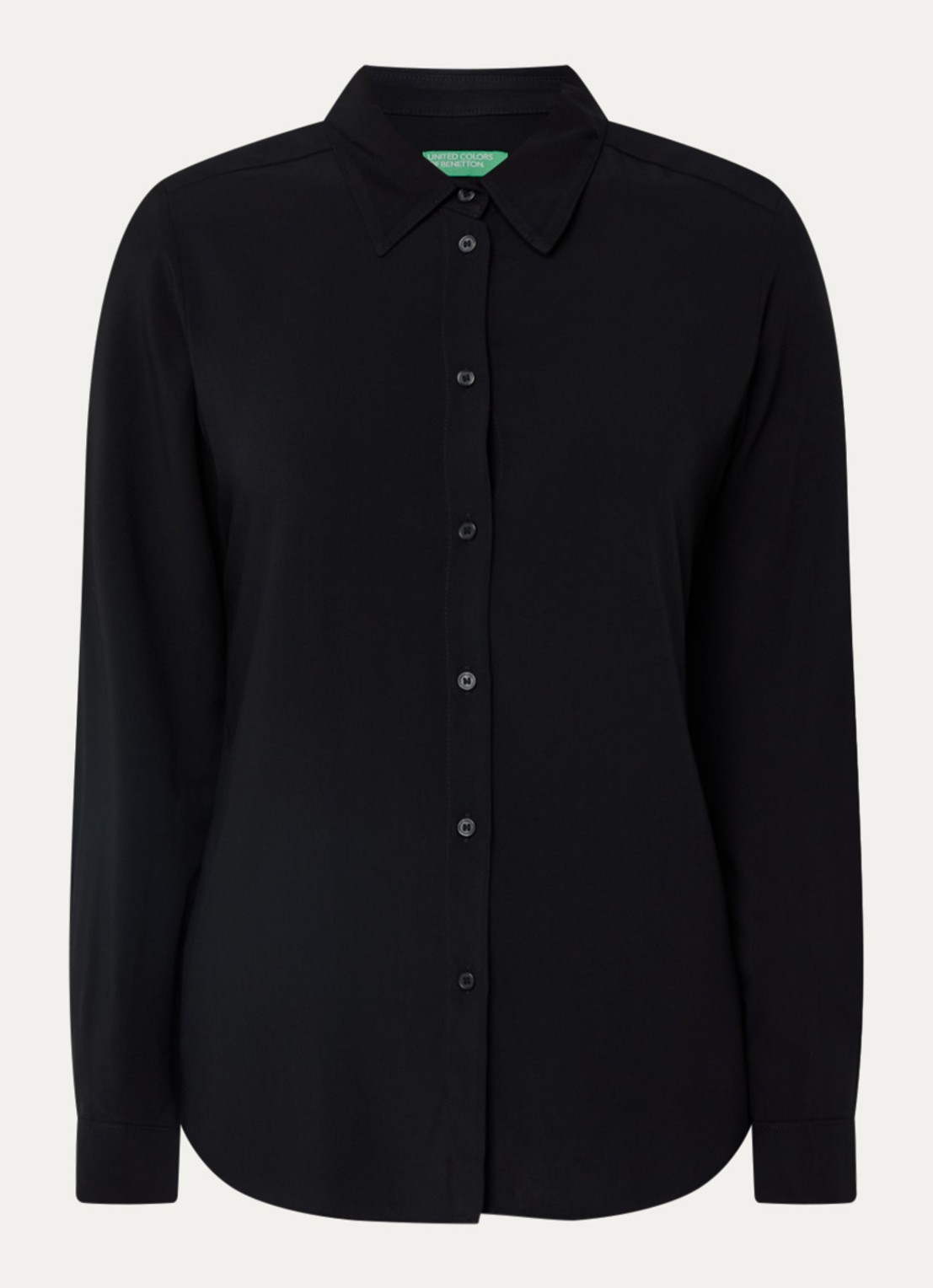 Benetton Blouse met kraag  - voorkant 2 zwart